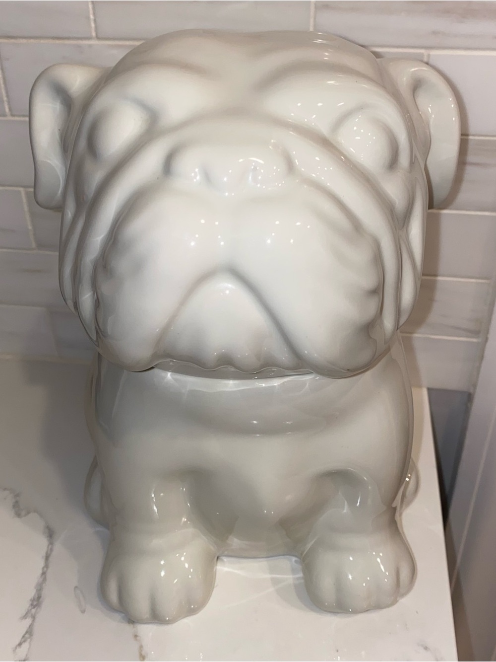 Threshold Stoneware Bulldog Cookie Jar White Animal Shaped
